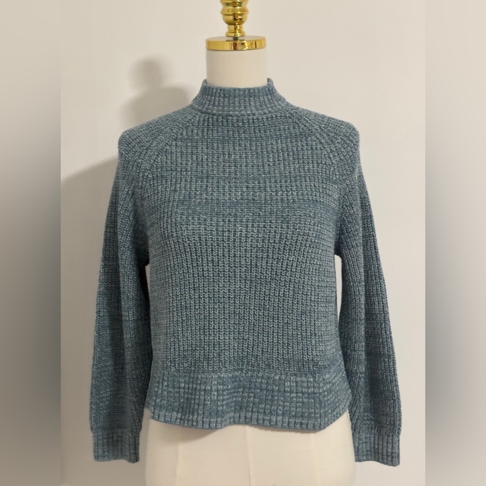 Mock Neck Blue Green Sweater Size Petite XS SKU 22
